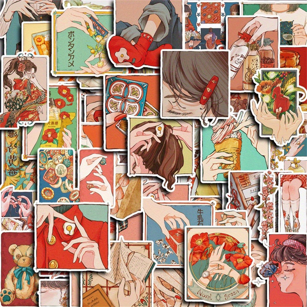 50 Buah Stiker Gaya Vintage Tr - Japanese Traditional Lifestyle ulasan dan harga