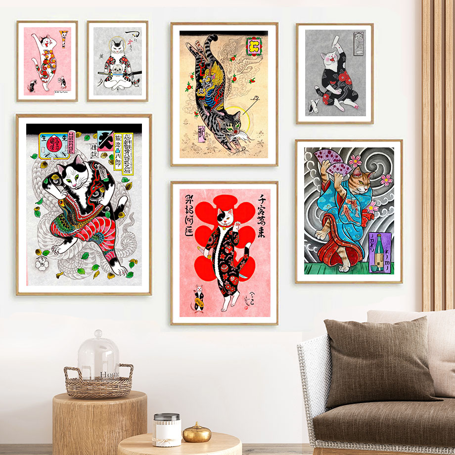 Seni Dinding Kucing Samurai Je - Japanese Traditional Lifestyle ulasan dan harga