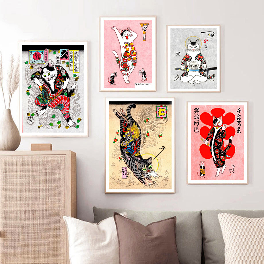 Seni Dinding Kucing Samurai Je - Japanese Traditional Lifestyle ulasan dan harga